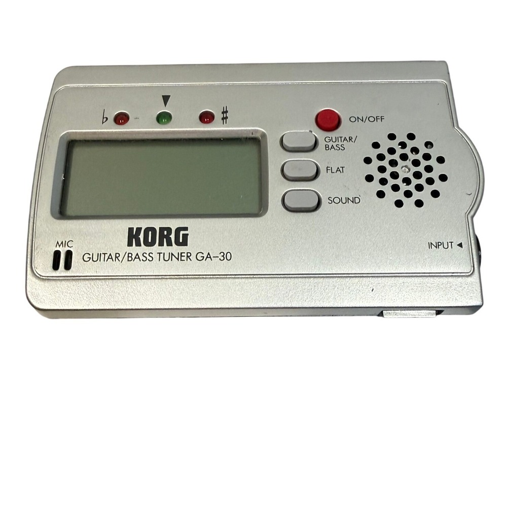 Korg GA-30 Guitar Bass Digital LCD Electronic Tuner Silver Tested Works